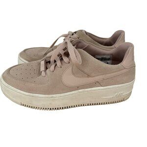 Nike AF1 Air Force 1 Womens Sneakers Size 9 Pink Suede Low Top Casual Shoes